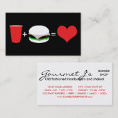 bier + hamburger = liefde visitekaartje (Voorkant / Achterkant)