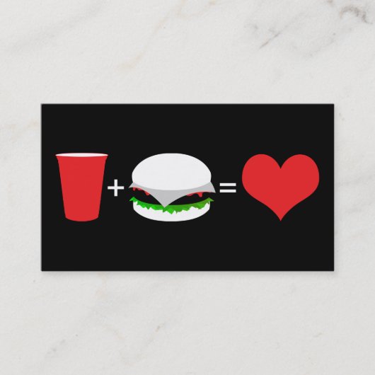 bier + hamburger = liefde visitekaartje (Voorkant)