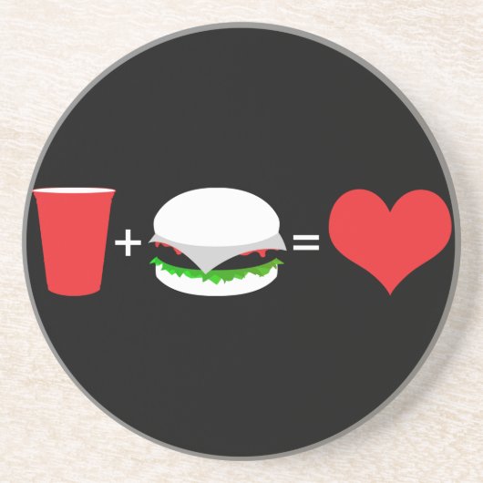 bier + hamburger = liefde zandsteen onderzetter (Voorkant)