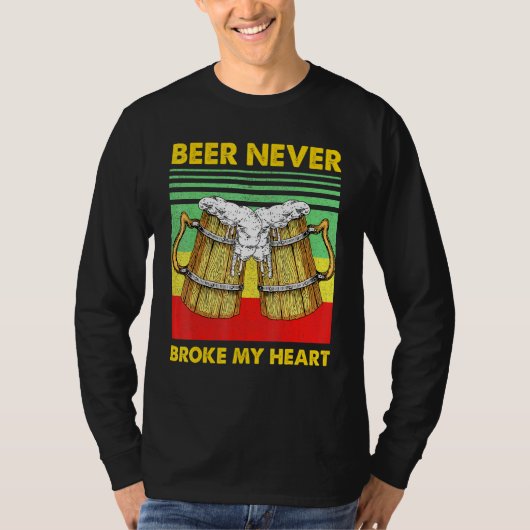 Bier heeft nooit mijn hart-drinker bier gebroken t-shirt (Voorkant)