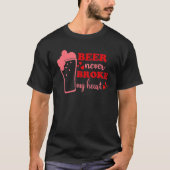 Bier heeft nooit mijn hartdinkerroze overlagen geb t-shirt (Voorkant)