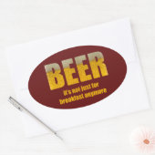 Bier Het is niet alleen voor ontbijt Ovale Sticker (Envelop)