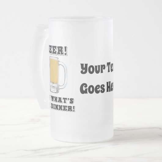 Bier! Het is wat te eten met Jouw tekst Matglas Bierpul (Voorkant links)