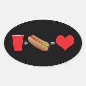 bier + hotdog = liefde ovale sticker (Voorkant)