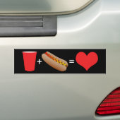 bier + hotdogs = liefde bumpersticker (Op auto)