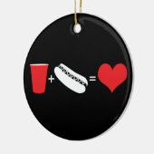 bier + hotdogs = liefde keramisch ornament (Links)