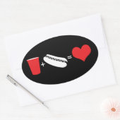 bier + hotdogs = liefde ovale sticker (Envelop)
