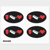 bier + hotdogs = liefde ovale sticker (Vel)