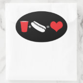 bier + hotdogs = liefde ovale sticker (Tas)