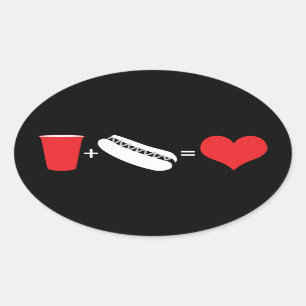 bier + hotdogs = liefde ovale sticker
