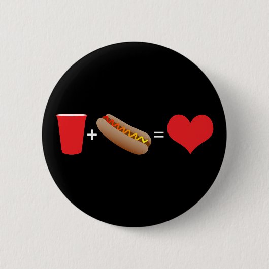 bier + hotdogs = liefde ronde button 5,7 cm (Voorkant)