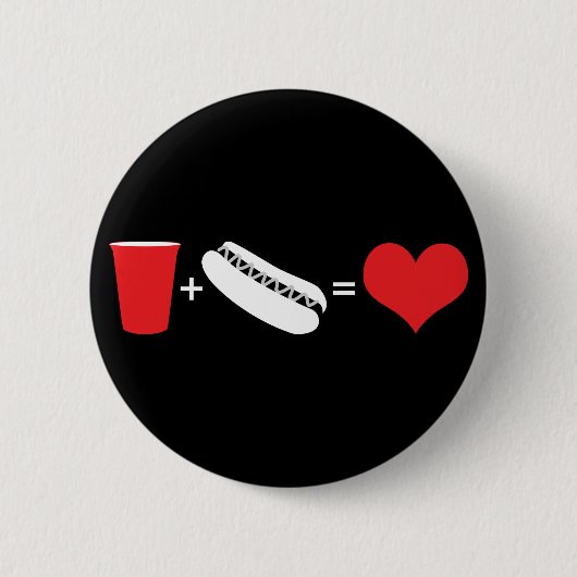 bier + hotdogs = liefde ronde button 5,7 cm (Voorkant)