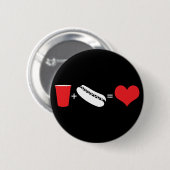 bier + hotdogs = liefde ronde button 5,7 cm (Voorkant /achterkant)