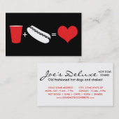 bier + hotdogs = liefde visitekaartje (Voorkant / Achterkant)