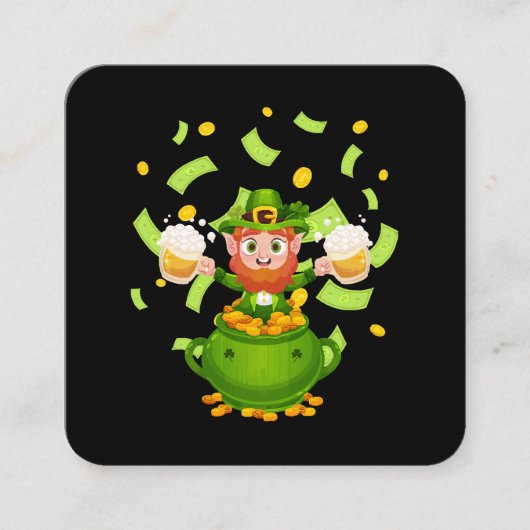 Bier Ierse Leprechaun St. Patrick's Day Vierkante Visitekaartje (Voorkant)