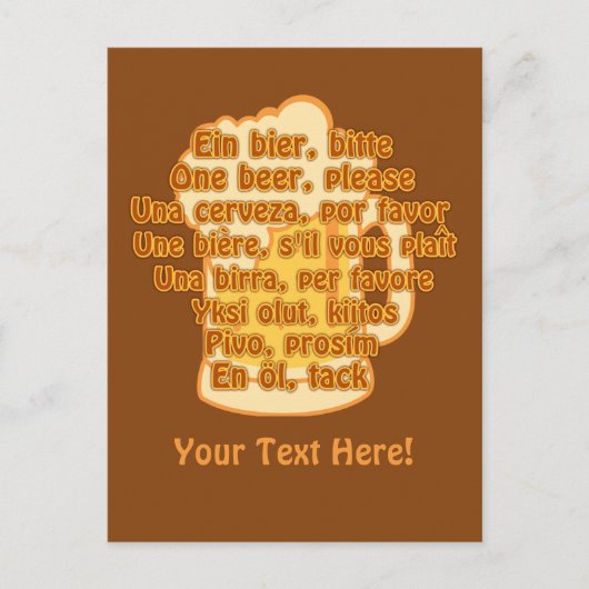 BIER in talen aangepast briefkaart (Voorkant)