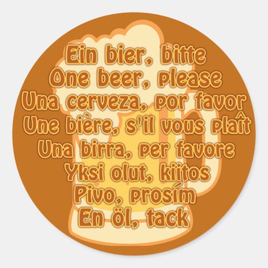 BIER in talen aangepaste stickers (Voorkant)