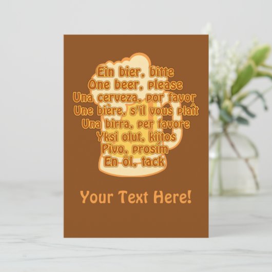 BIER in talen op aangepaste uitnodiging (Staand voorkant)