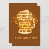 BIER in talen op aangepaste uitnodiging (Voorkant / Achterkant)