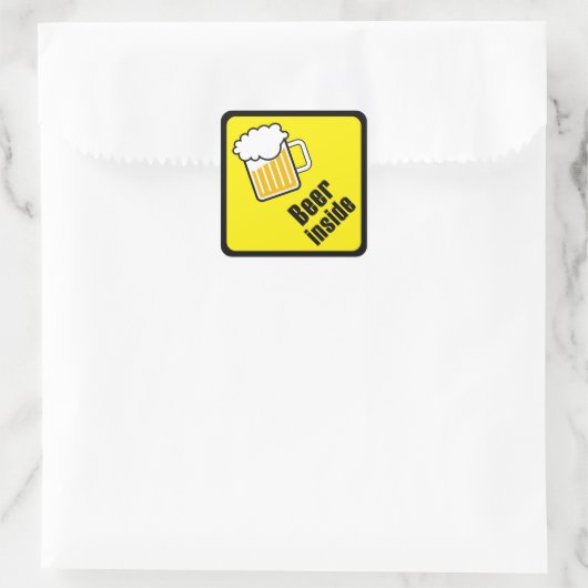 Bier in vierkante sticker (Tas)