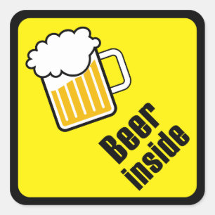 Bier in vierkante sticker