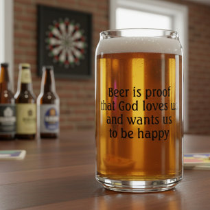 Bier is Bewijs Ben Franklin Citaat Pret Blikvorm Glas