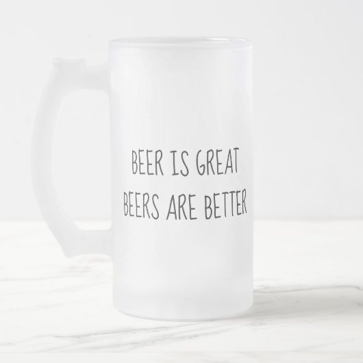 Bier is geweldig, bier is leuker matglas bierpul (Links)