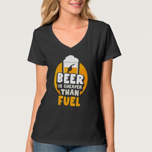 Bier is goedkoper dan benzine pompgas t-shirt (Voorkant)
