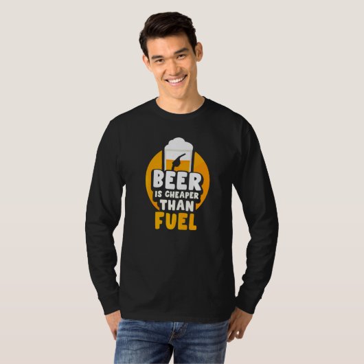 Bier is goedkoper dan benzine pompgas t-shirt (Voorkant volledig)