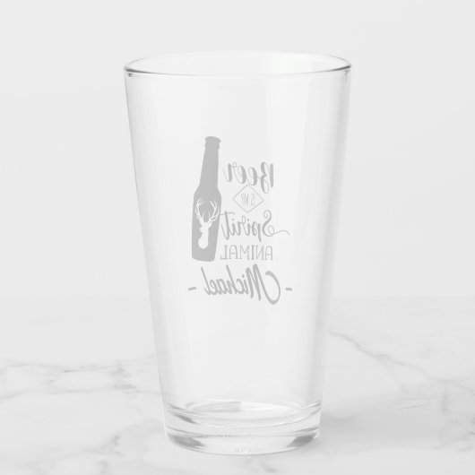 Bier is Mijn Geest Dier Grappige Naam Bier Glas (Achterkant)