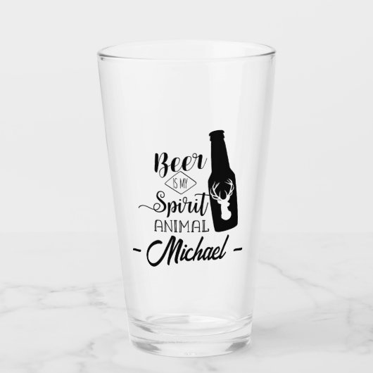 Bier is Mijn Geest Dier Grappige Naam Bier Glas (Voorkant)