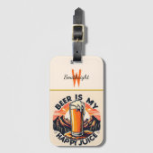 Bier is mijn gelukkige sap berg zonsondergang bagagelabel (Voorkant (verticaal))