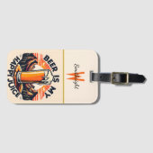 Bier is mijn gelukkige sap berg zonsondergang bagagelabel (Voorkant (horizontaal))