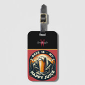 Bier is mijn gelukkige sap berg zonsondergang bagagelabel (Voorkant (verticaal))