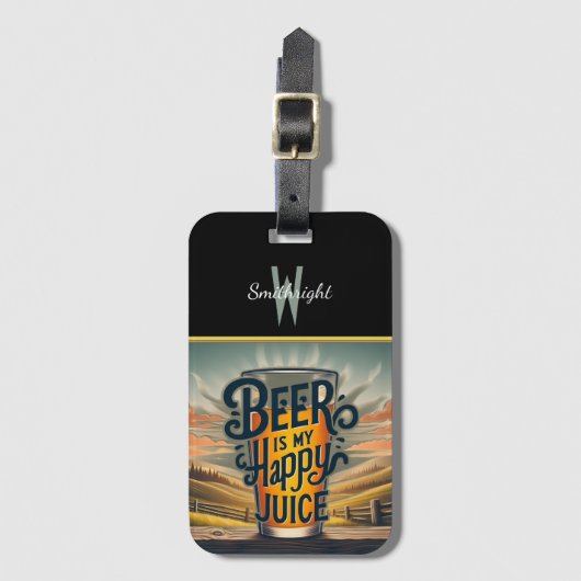 Bier is mijn gelukkige sap: Sunset Cheers Bagagelabel (Voorkant (verticaal))