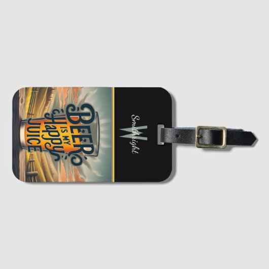 Bier is mijn gelukkige sap: Sunset Cheers Bagagelabel (Voorkant (horizontaal))