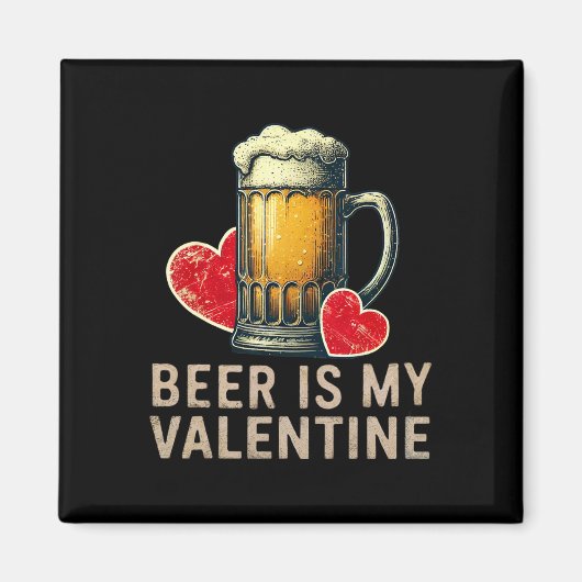 Bier is mijn Valentijn  Beer Gles Hearts Desi Magneet (Voorkant)