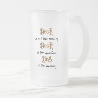 "Bier... is niet het antwoord" Monogram Matglas Bierpul