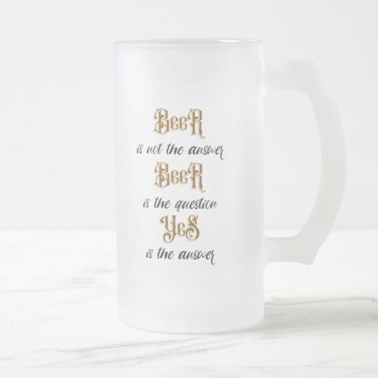 "Bier... is niet het antwoord" Monogram Matglas Bierpul (Rechts)