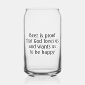Bier is Proof Ben Franklin Quote Fun Blikvorm Glas (Voorkant)