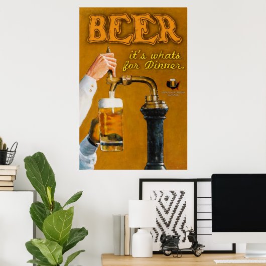 Bier is wat er te eten valt poster (Thuiskantoor)