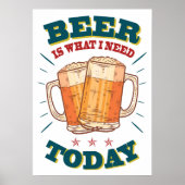 Bier is wat ik vandaag nodig heb, oude poster, wit poster (Voorkant)