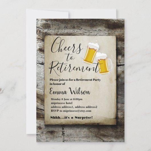 bier, kaas, uitnodiging tot pensioen (Voorkant)