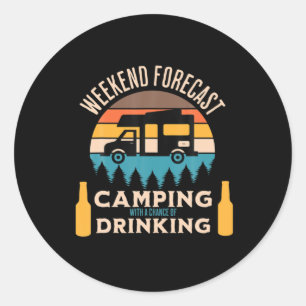 Bier Kamperen Met Bier Verjaardag Ronde Sticker