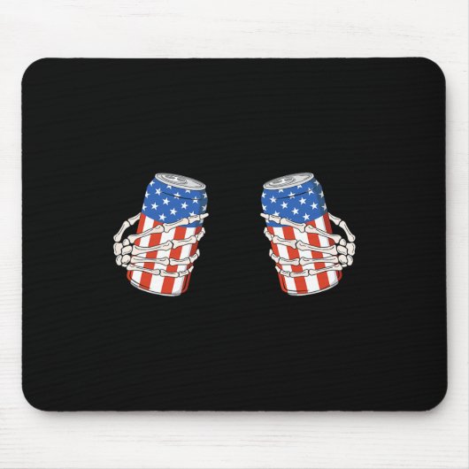 Bier kan skelet hand grappig 4 juli Amerikaanse Muismat (Voorkant)
