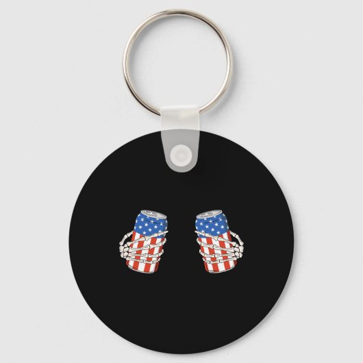 Bier kan skelet hand grappig 4 juli Amerikaanse Sleutelhanger (Voorkant)