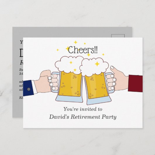bier, kauer, meerderjarige pensioenpartij uitnodiging briefkaart (Voorkant / Achterkant)