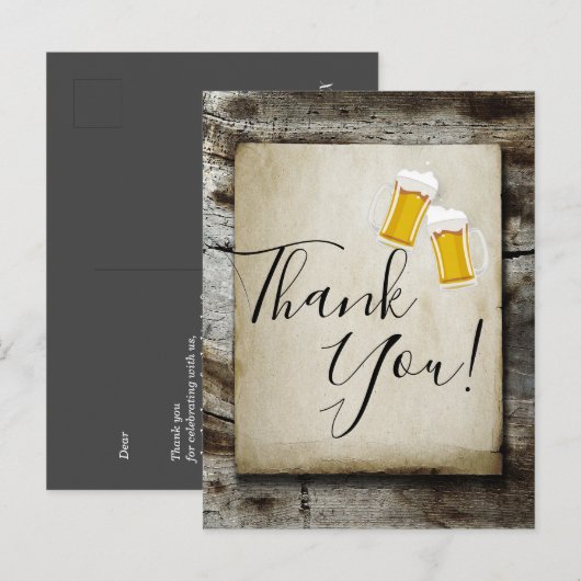 bier , kauwers , rustige landen bedankt je kaart (Voorkant / Achterkant)