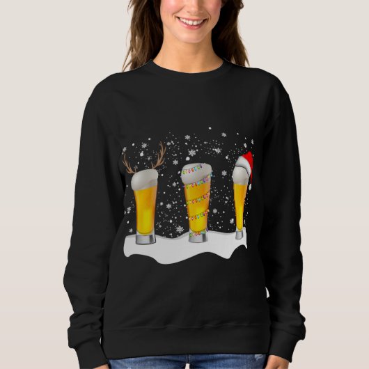 Bier Kerst Mok Santa Rendier Xmas lichten Trui (Voorkant)