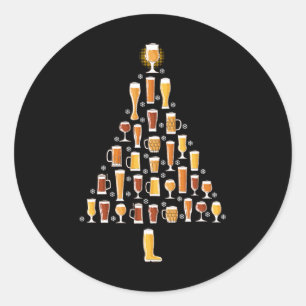Bier Kerstboom Mannen Vrouwen Bier Lelijke Kerst Ronde Sticker